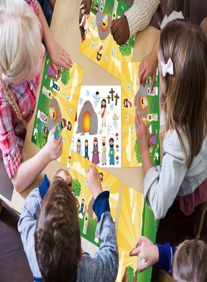 FaCraft Make an Easter He Lives Sticker Scenes-24 Easter Crafts for Kids Religious Gifts Jesus Resurrection Stickers for Classroom Party Games Spring Bible Christian Sunday School Crafts - Image 5