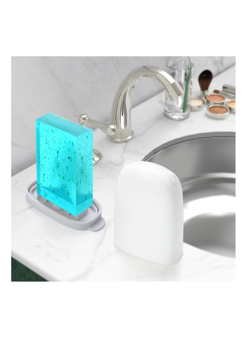 نيبمينينت 2PCS Portable Soap Holders with Silicone Lid, White ABS Plastic Travel Holder Leak Proof Box Storage for Gym, Camping, Hiking, Vacation, Staying in a Hotel, or Traveling - Image 2