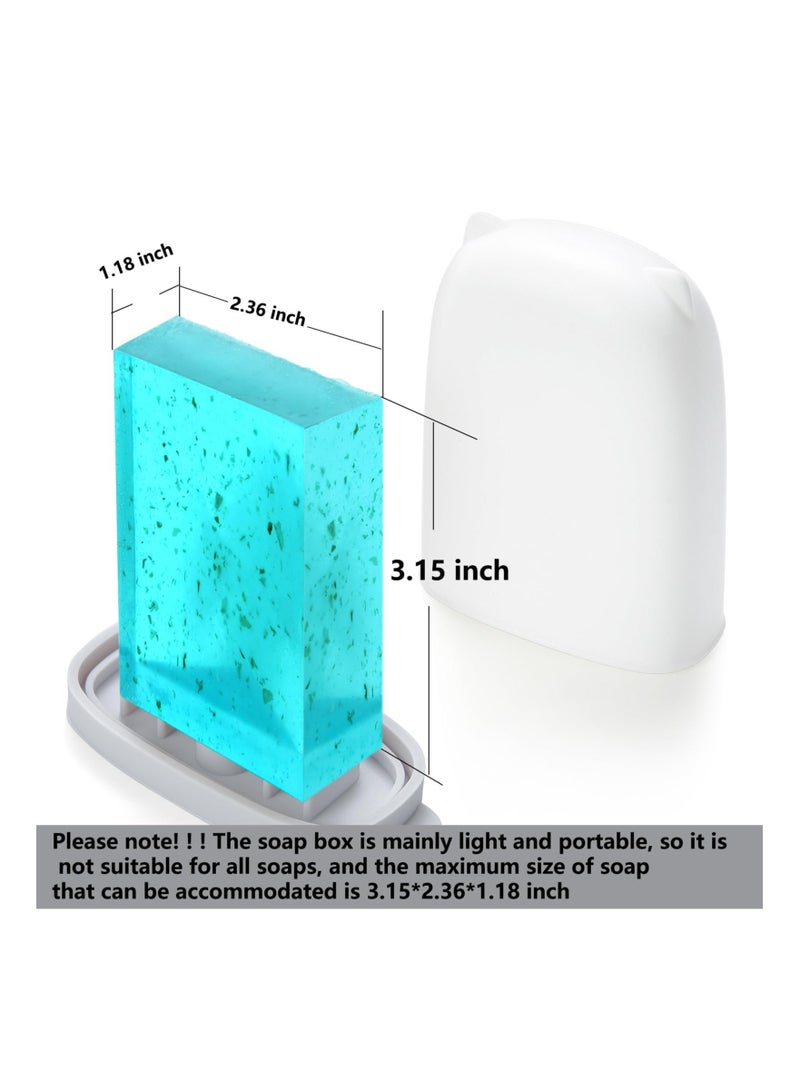 نيبمينينت 2PCS Portable Soap Holders with Silicone Lid, White ABS Plastic Travel Holder Leak Proof Box Storage for Gym, Camping, Hiking, Vacation, Staying in a Hotel, or Traveling - Image 5