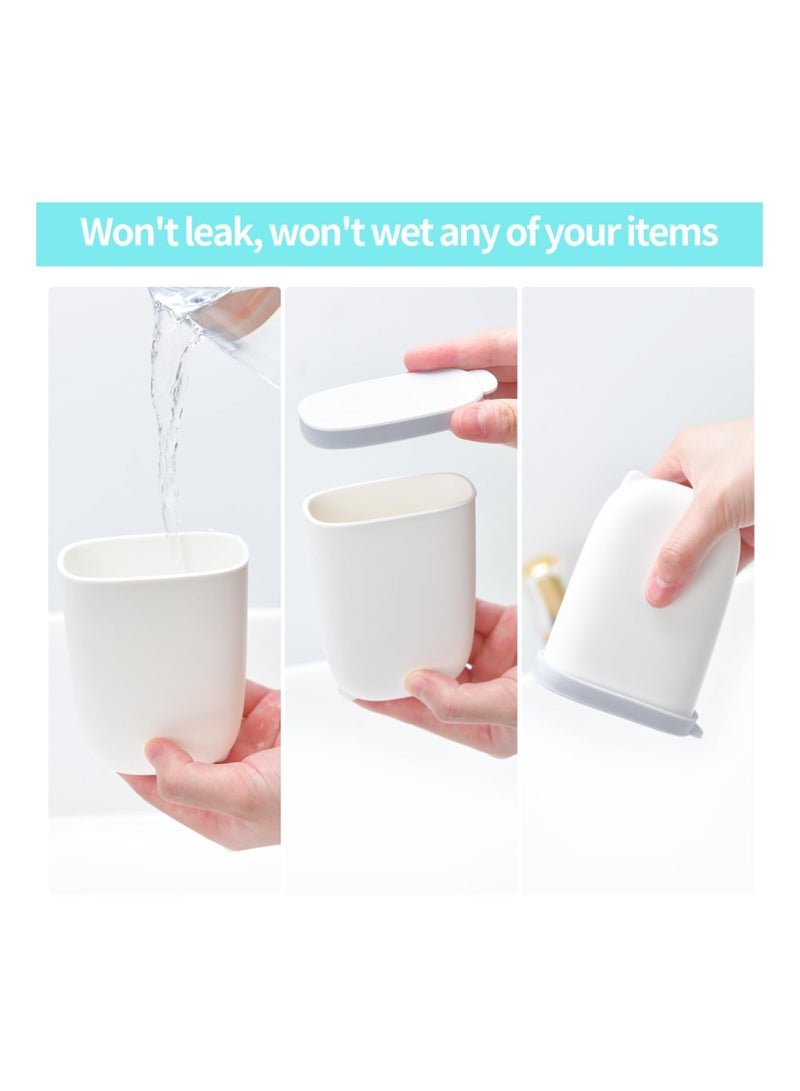 نيبمينينت 2PCS Portable Soap Holders with Silicone Lid, White ABS Plastic Travel Holder Leak Proof Box Storage for Gym, Camping, Hiking, Vacation, Staying in a Hotel, or Traveling - Image 3