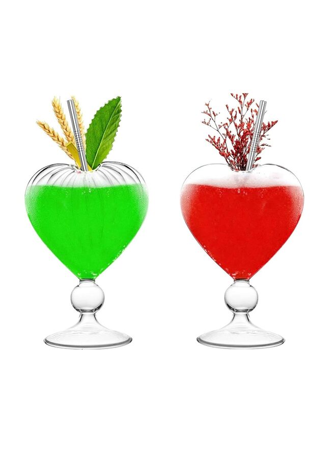 Cocktail Glasses Set of 2 Creative Martini Glasses 8 oz Unique Heart-shaped Romantic Juice Glasses for WeddIng Home Bar Party Glassware Barware Gift - Image 1