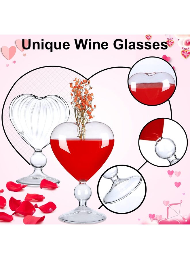 Cocktail Glasses Set of 2 Creative Martini Glasses 8 oz Unique Heart-shaped Romantic Juice Glasses for WeddIng Home Bar Party Glassware Barware Gift - Image 5