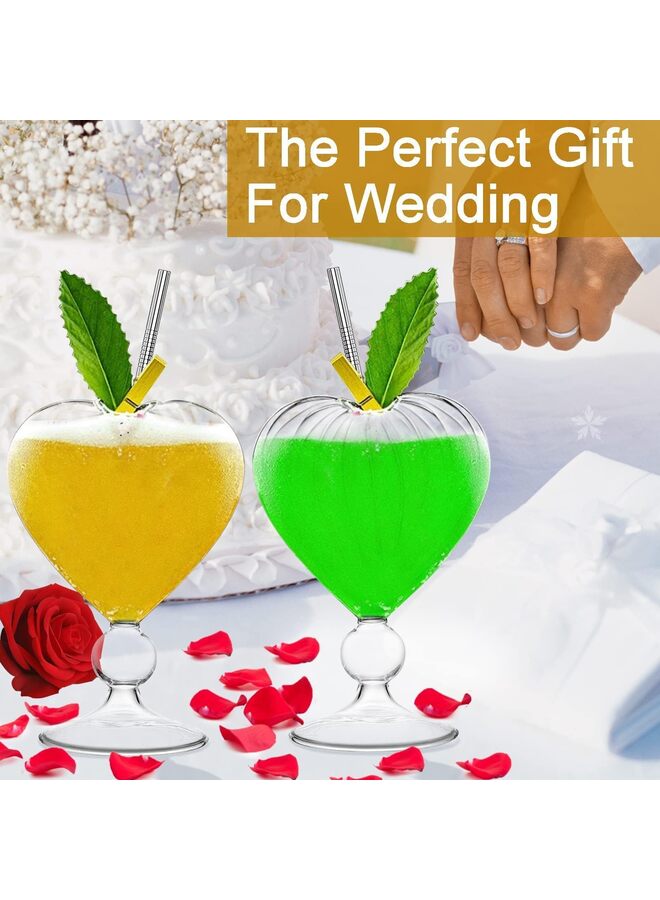 Cocktail Glasses Set of 2 Creative Martini Glasses 8 oz Unique Heart-shaped Romantic Juice Glasses for WeddIng Home Bar Party Glassware Barware Gift - Image 3