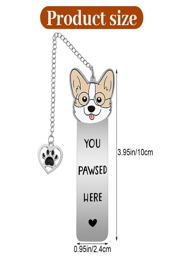 Shimmeroo Corgi Dog Bookmark,Shimmeroo Cute Corgi Bookmark for Women Metal Bookmarks - You Pawsed Here Corgis Lovers Gifts - Image 2