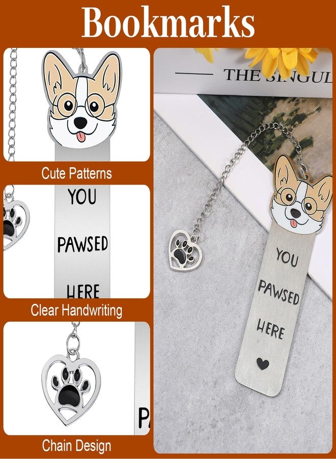 Shimmeroo Corgi Dog Bookmark,Shimmeroo Cute Corgi Bookmark for Women Metal Bookmarks - You Pawsed Here Corgis Lovers Gifts - Image 3