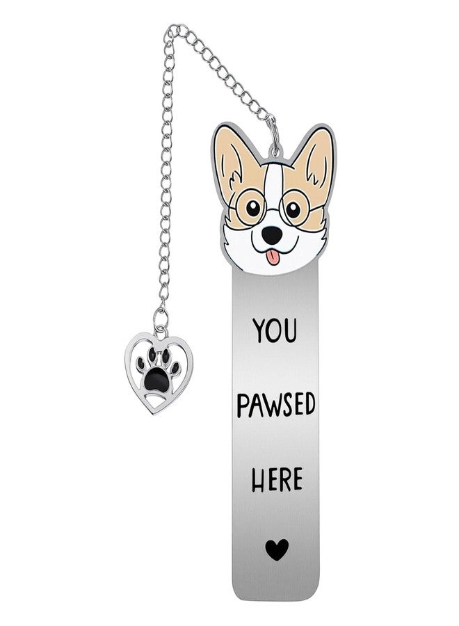 Shimmeroo Corgi Dog Bookmark,Shimmeroo Cute Corgi Bookmark for Women Metal Bookmarks - You Pawsed Here Corgis Lovers Gifts - Image 1