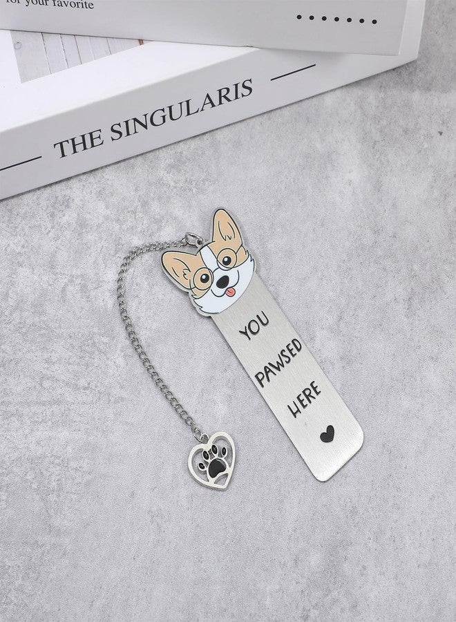 Shimmeroo Corgi Dog Bookmark,Shimmeroo Cute Corgi Bookmark for Women Metal Bookmarks - You Pawsed Here Corgis Lovers Gifts - Image 4