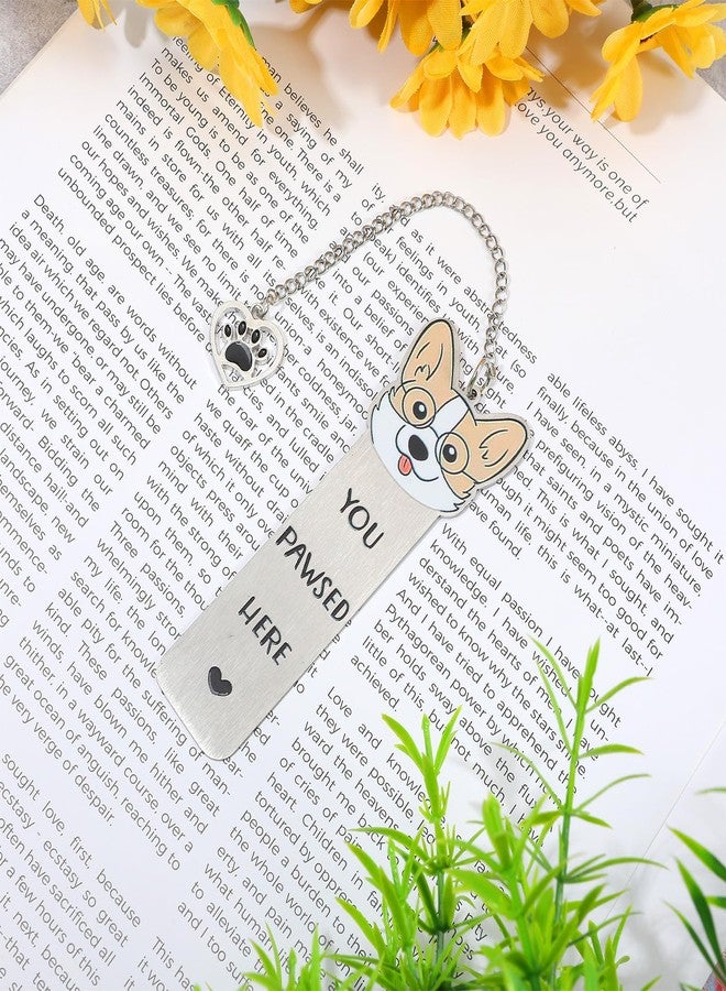 Shimmeroo Corgi Dog Bookmark,Shimmeroo Cute Corgi Bookmark for Women Metal Bookmarks - You Pawsed Here Corgis Lovers Gifts - Image 5