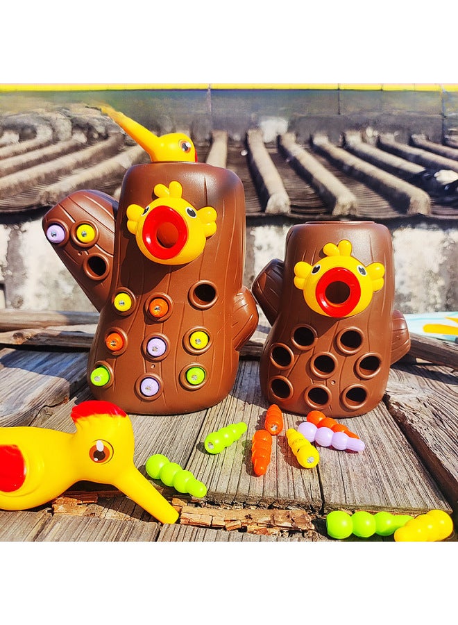 Woodpecker Insect Catching Toy Forest Doctor Intelligence Development Magnetic Puzzle Feeding Bird Children Fishing Toy Feeding Bird-Color:New) Standard Trunk +20 Worms +2 Woodpeckers - Image 4