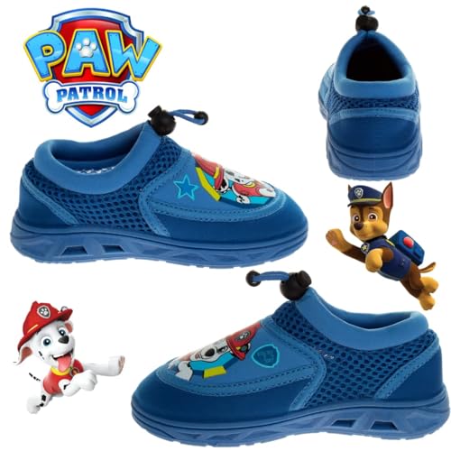 Josmo Paw Patrol Water Shoes Kids Boys Sandals Quick Dry - Chase and Marshall Pool Aqua Socks Bungee Waterproof - Blue/Light Blue (Size 5-6 Toddler) - Image 4