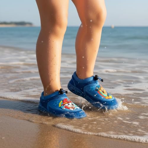 Josmo Paw Patrol Water Shoes Kids Boys Sandals Quick Dry - Chase and Marshall Pool Aqua Socks Bungee Waterproof - Blue/Light Blue (Size 5-6 Toddler) - Image 5
