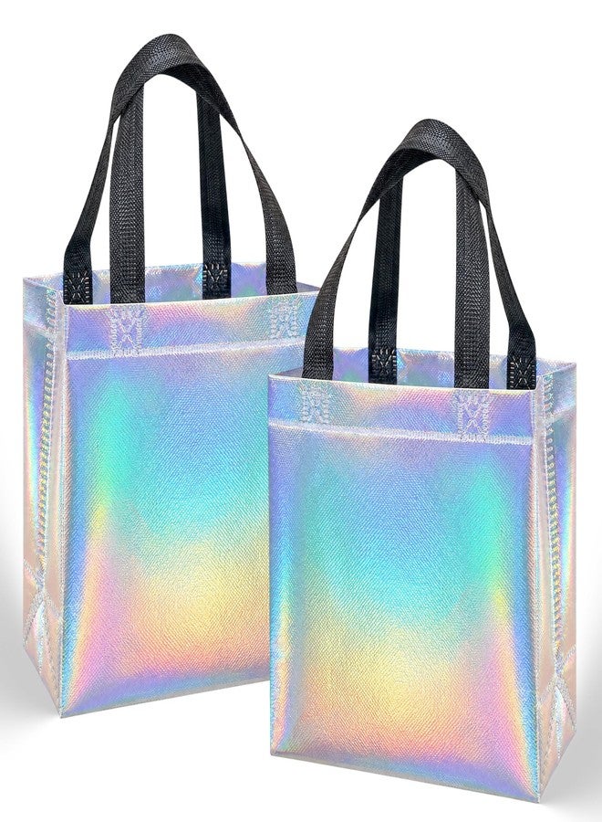 Catlovecorn 18 Pcs Small Iridescent Reusable Gift Bags with Handles, Non-Woven Goodie Bags 7.8"x7.8"x3.9", Rainbow Party Favor Bags for Birthday Wedding Bachelorette Baby Shower - Image 1