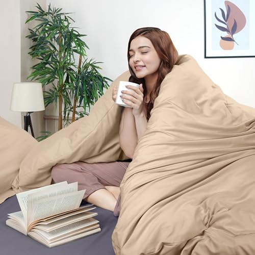 Utopia Bedding Duvet Cover Twin Size - 2 Piece with Zipper Closure - 1 Comforter Cover 68X90 Inches & 1 Pillow Sham 20X26 Inches (Beige) Comforter Not Included - Image 3