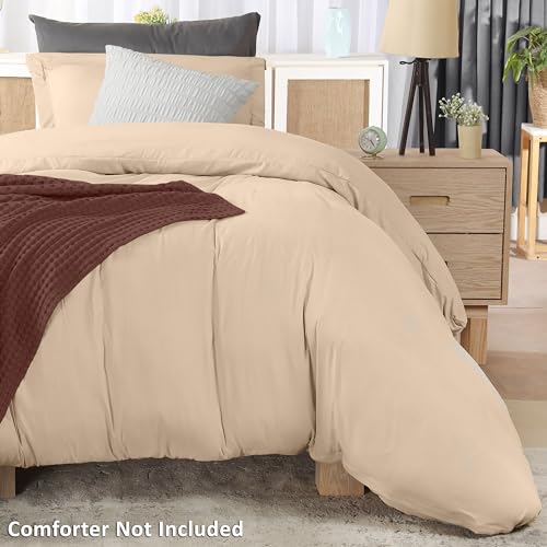Utopia Bedding Duvet Cover Twin Size - 2 Piece with Zipper Closure - 1 Comforter Cover 68X90 Inches & 1 Pillow Sham 20X26 Inches (Beige) Comforter Not Included - Image 4