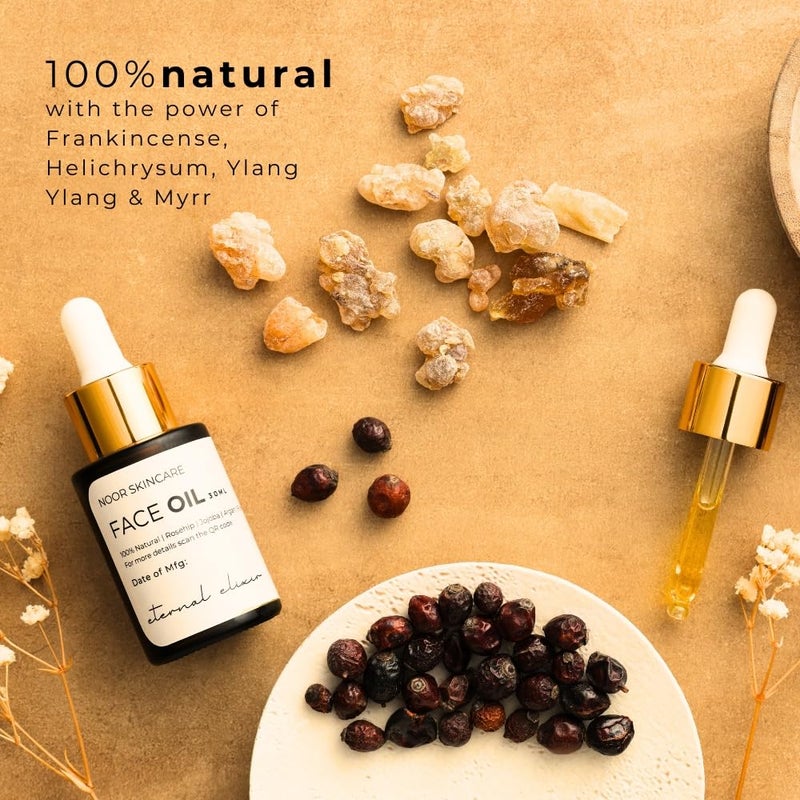 Noor Skincare Face Oil for Glowing Skin  Gua Sha Massage 100 Natural with Rosehip Jojoba Argan  Vitamin E Anti Aging Night Serum for Skin Tightening  Fine Lines WomenMen 30ml - Image 2