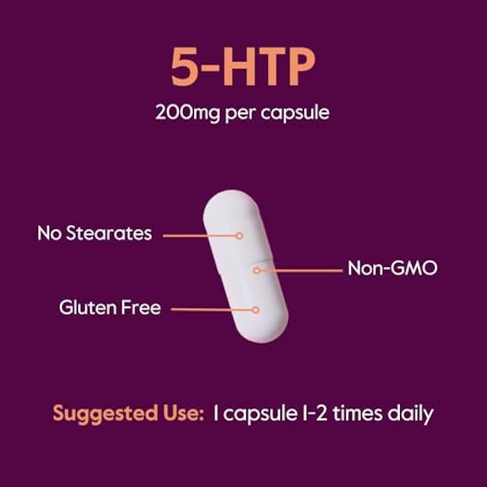 BESTVITE 5-HTP 200mg per Capsule (120 Capsules) - No Stearates - No Flow Agents - Gluten Free - Non GMO - Image 5