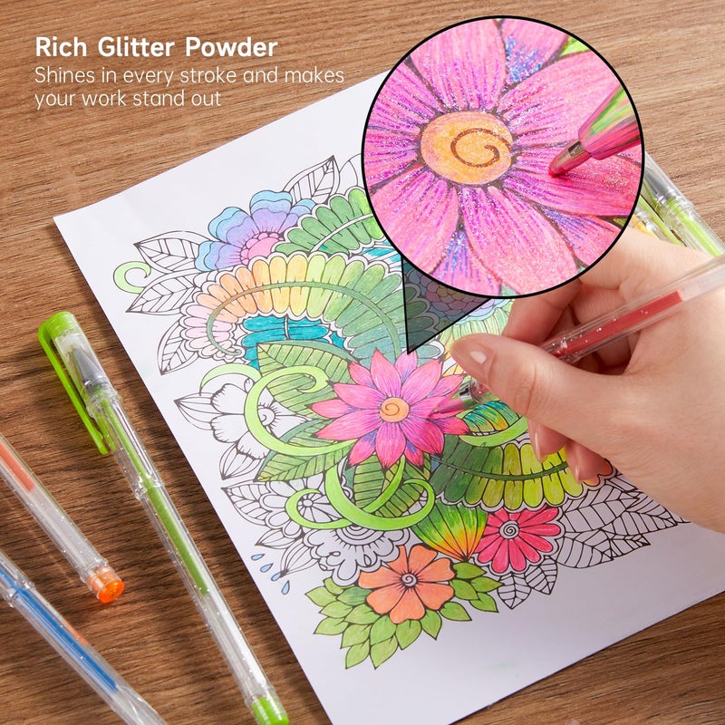 Shuttle Art 240 Pack Glitter Gel Pens, 120 Colors Glitter Gel Pen Set with 120 Refills for Adult Coloring Books Craft Doodling - Image 5
