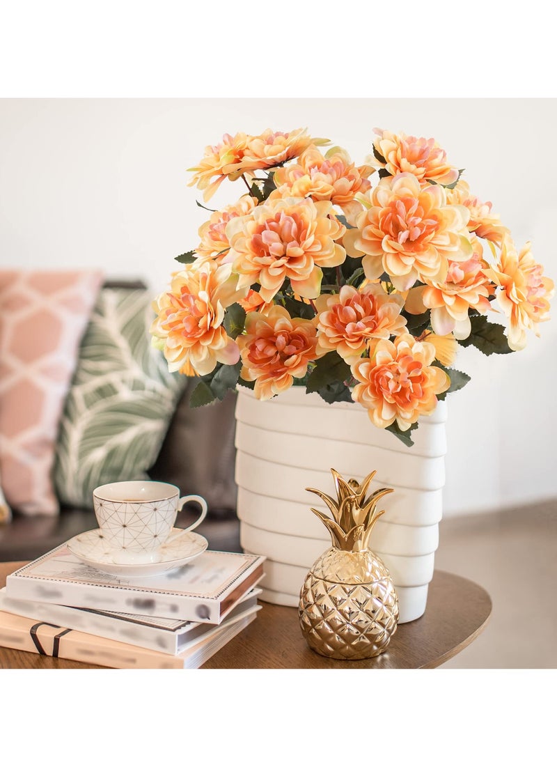 كاست ويف 6PCS Silk Chrysanthemums Daisy Mums Flowers, Artificial Fall Arrangement for Wedding, Home Party, Table Centerpieces Decor - Champagne - Image 4