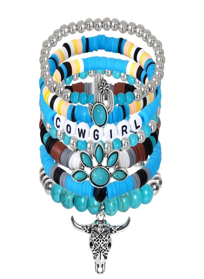 cnomg Western Cowgirl Bracelets Cowgirl Beaded Stretch Bracelets for Women Beach Accessories Christmas Halloween Birthday Gifts - Image 1