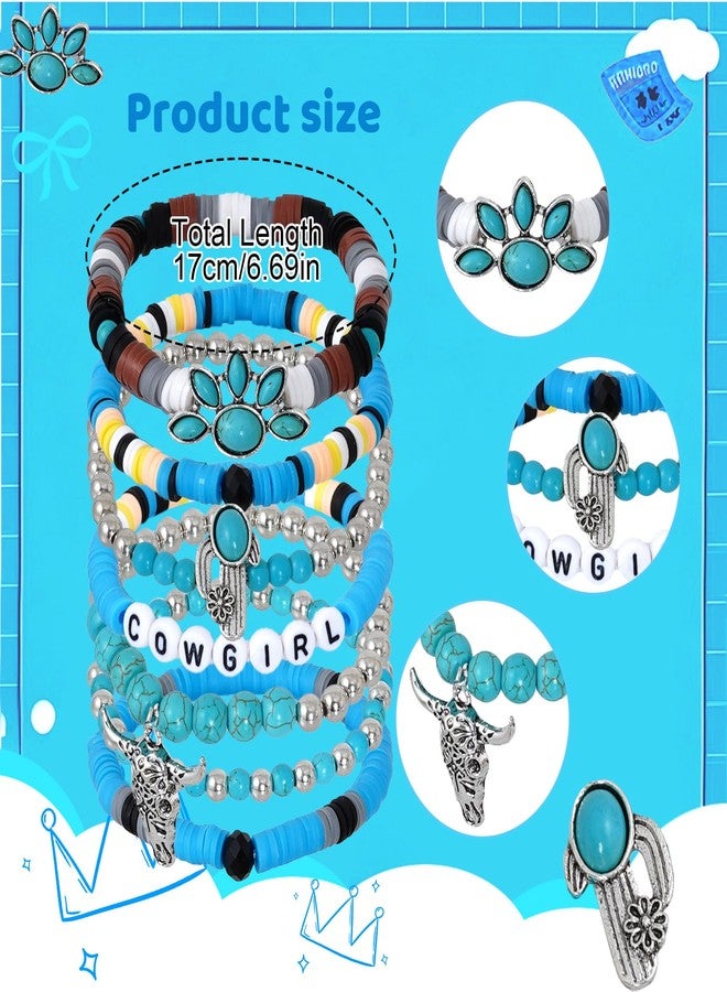cnomg Western Cowgirl Bracelets Cowgirl Beaded Stretch Bracelets for Women Beach Accessories Christmas Halloween Birthday Gifts - Image 3