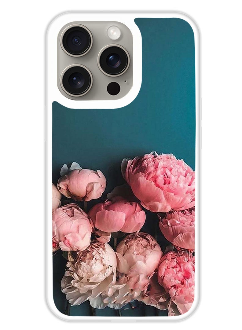 Theodor Protective Case Cover For APPLE IPHONE 15 Pro Flowers (White Bumper) - Image 1