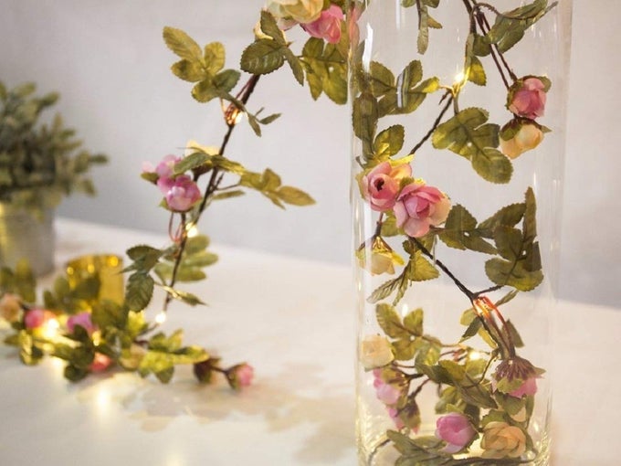 FLCSIED 2 METER 20 LED FLOWER LEAF GARLAND BATTERY OPERATE SILVER LED FAIRY STRING LIGHTS FOR WEDDING DECORATION PARTY EVENT WITH TIMER