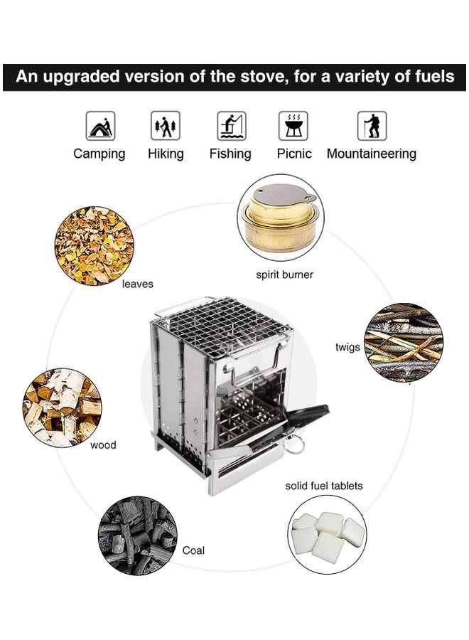 Loquat Potable Folding Stainless Steel Wood Burning Camp Stove - Image 3