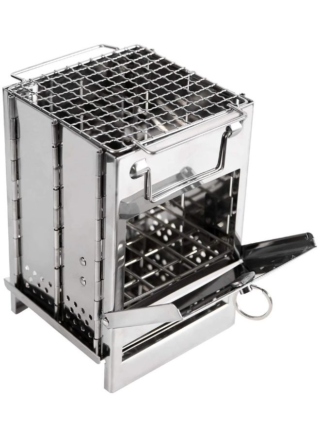 Loquat Potable Folding Stainless Steel Wood Burning Camp Stove - Image 1