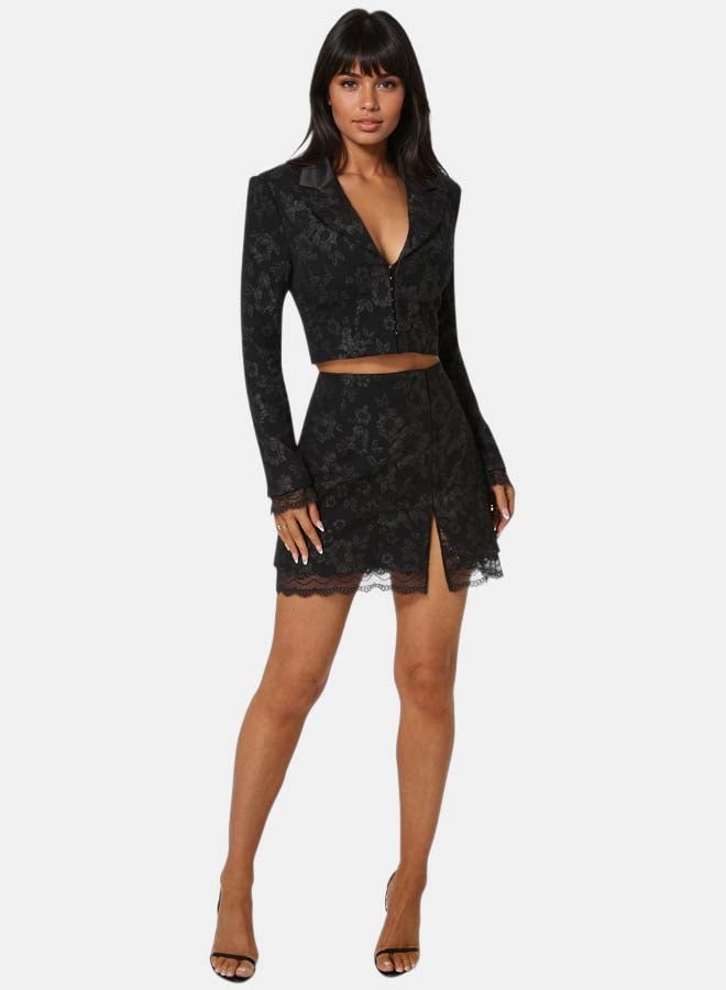 bebe Tailored Floral Jacquard Mini Skirt - Image 2