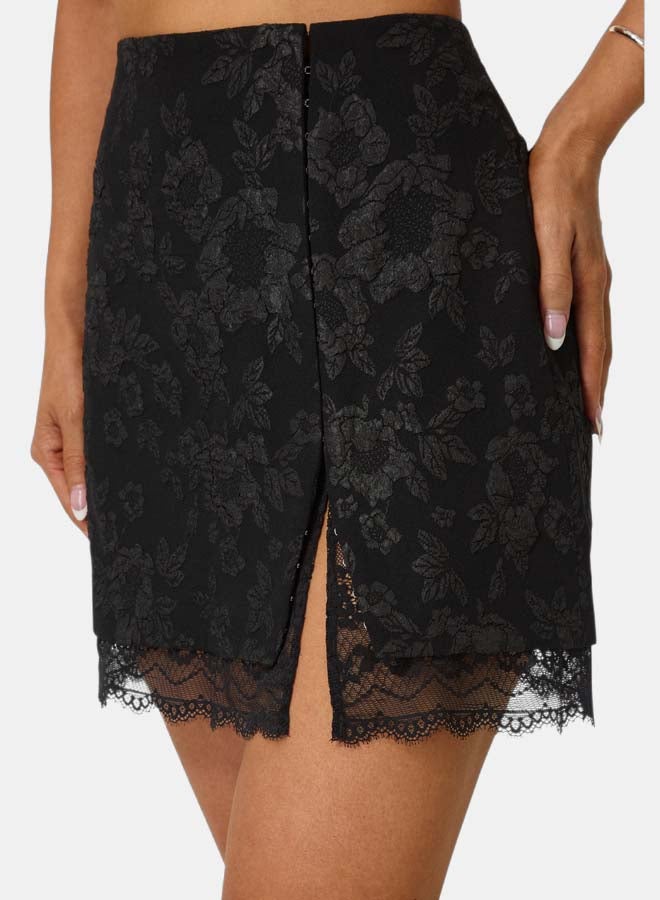 bebe Tailored Floral Jacquard Mini Skirt - Image 4