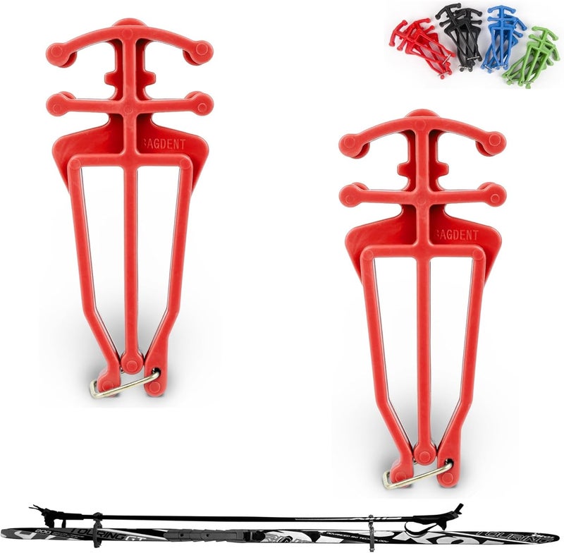Bagdent Cross Country Skis and Poles Holder – 1 Pair, Universal Nordic Ski Pole Carrier (Red) - Image 1