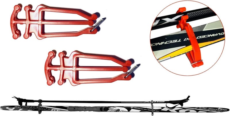 Bagdent Cross Country Skis and Poles Holder – 1 Pair, Universal Nordic Ski Pole Carrier (Red) - Image 5