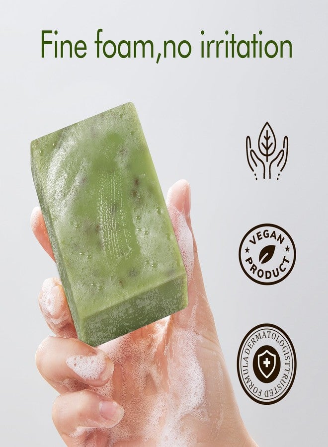 PALFICAB Green Tea Soap, Natural Bath Soap with Tea Leaves, Coconut Oil, Shea Butter, Homemade - Vegan Bar Soap with Cold Pressed For Face and Body, Help Moisturizing Soften Dry Skin, 2 Bars - Image 3