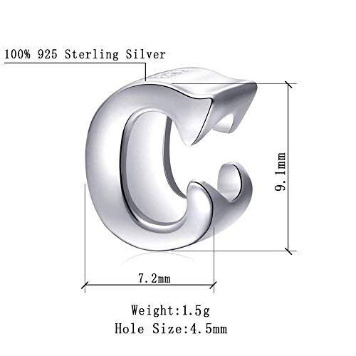 SOUKISS Alphabet Charms Authentic 925 Sterling Silver Letter Initial A-z Alphabet Beads for Christmas Mothers Gifts (C) - Image 2