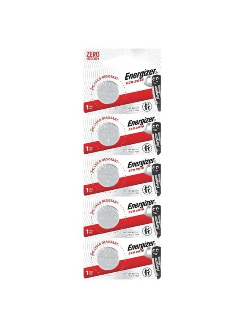 Energizer 5-Pieces CR2016 Lithium Coin Cell 3V Batteries