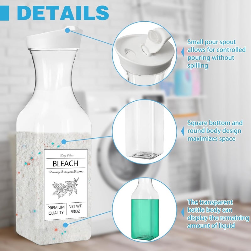 4 Pcs 53oz Laundry Detergent Dispenser,Laundry Soap Dispenser for Laundry Room Decor,Liquid Laundry Detergent Dispenser for Fabric Softener,Bleach,Powder,Beads - Image 3