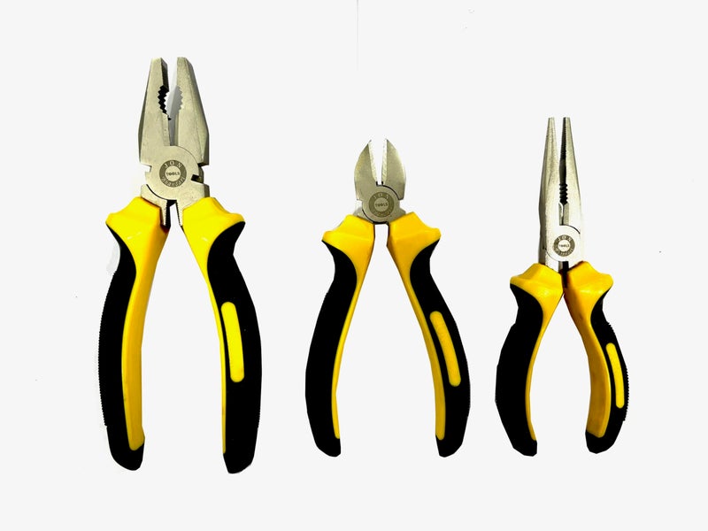 Jon Bhandari Tools 3-Piece Plier Set | Combination, Long Nose & Diagonal Plier | Wire Cutting Hand Tools with Anti-Slip Grip for Electrical & DIY Use - Image 1
