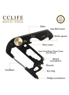 CCLIFE CCLife EDC Multifunction Keychain Pocket Tool,Stainless Steel Multi-Purpose Carabiner with Bottle Opener, Wrench, Screw Driver, etc.  - Image 5