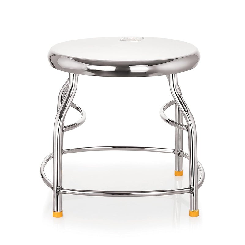 Priya Heavy Durable Stool For Home, Kitchen, Bathroom & Garden(Stool, Diameter- 11Inch X H-11Inch, Stainless Steel), Silver - Image 3
