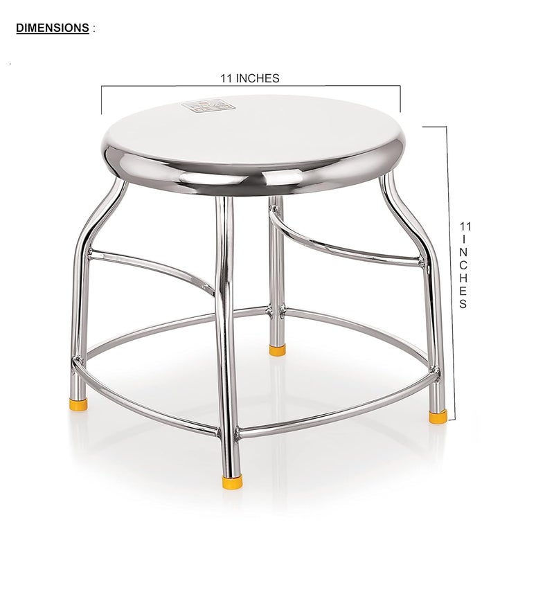 Priya Heavy Durable Stool For Home, Kitchen, Bathroom & Garden(Stool, Diameter- 11Inch X H-11Inch, Stainless Steel), Silver - Image 2