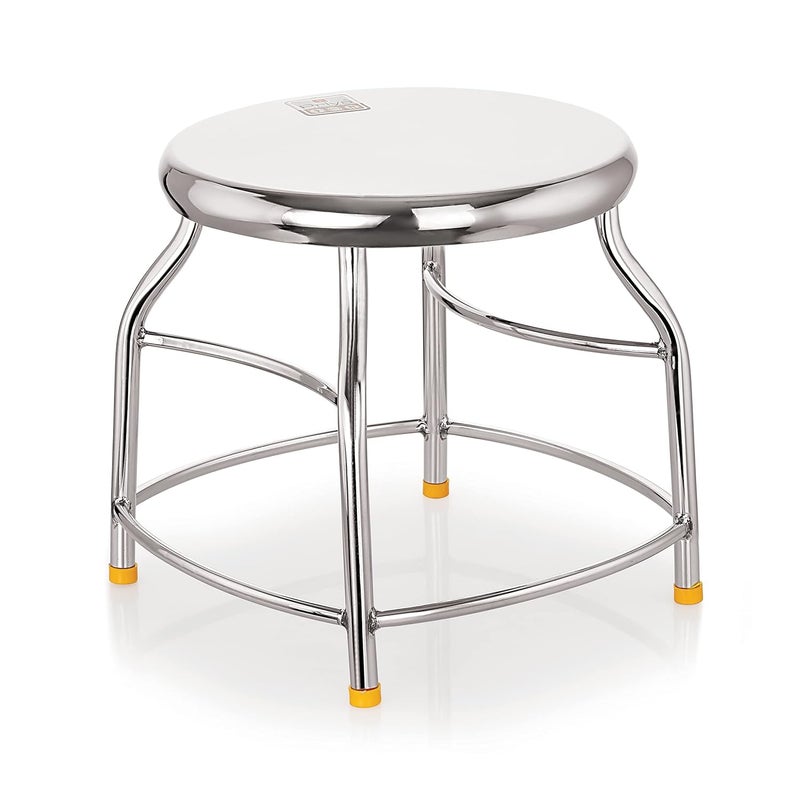 Priya Heavy Durable Stool For Home, Kitchen, Bathroom & Garden(Stool, Diameter- 11Inch X H-11Inch, Stainless Steel), Silver - Image 1