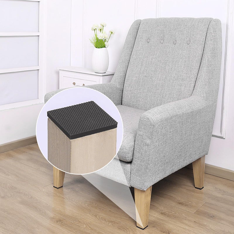 32 Pcs Black Square Silicone Furniture Slider Pads Self Adhesive Chair Leg Protectors - Image 4