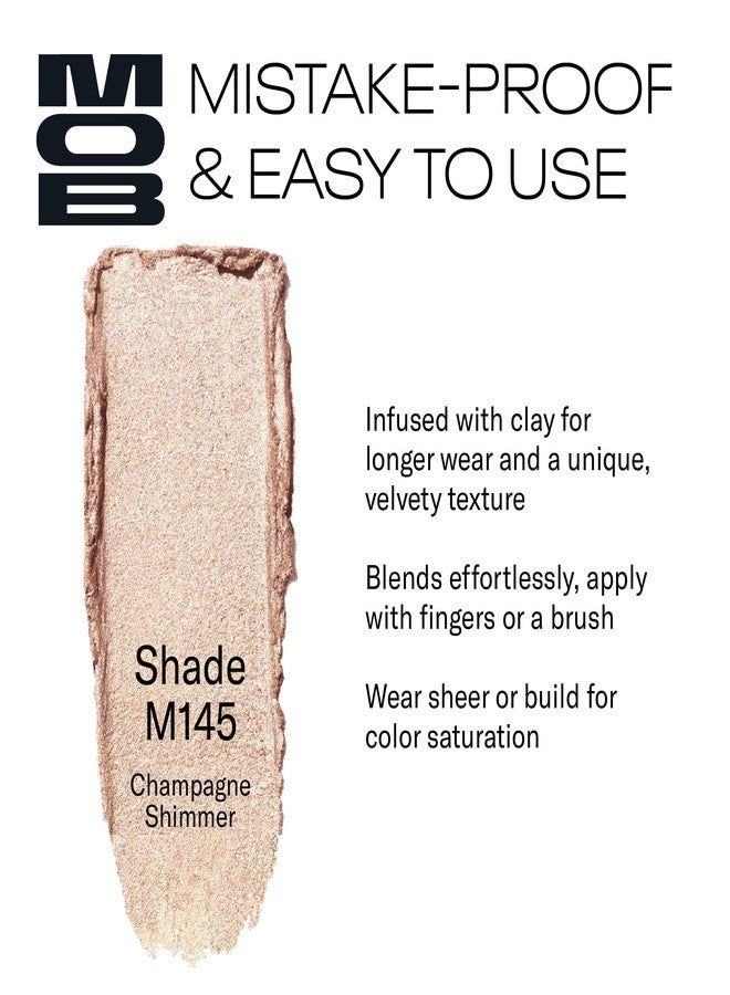 MOB Beauty Cream Clay Eyeshadow M145 - Champagne Shimmer | Skincare-Infused, Vegan, Blendable Cream-to-Velvet Finish, Buildable Pigment, Clean Eyeshadow in Sustainable, Biodegradable Compact - Image 2