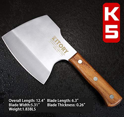 Kitory Meat cleaver for Bone Cutting, Super Massive Heavy Duty Axe Shape Butcher Kitchen Knife especially for big beef caw bones and frozen meat breaking, 2024 Gifts - Image 4