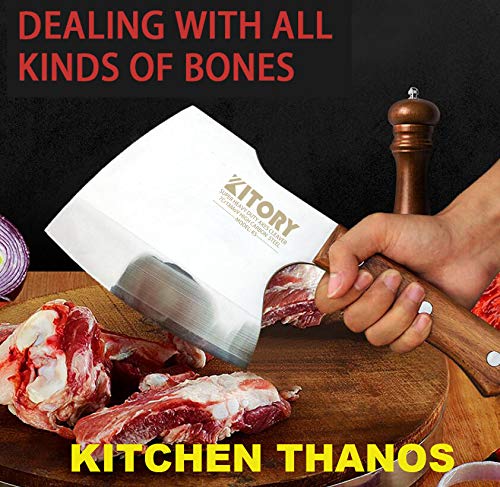 Kitory Meat cleaver for Bone Cutting, Super Massive Heavy Duty Axe Shape Butcher Kitchen Knife especially for big beef caw bones and frozen meat breaking, 2024 Gifts - Image 1