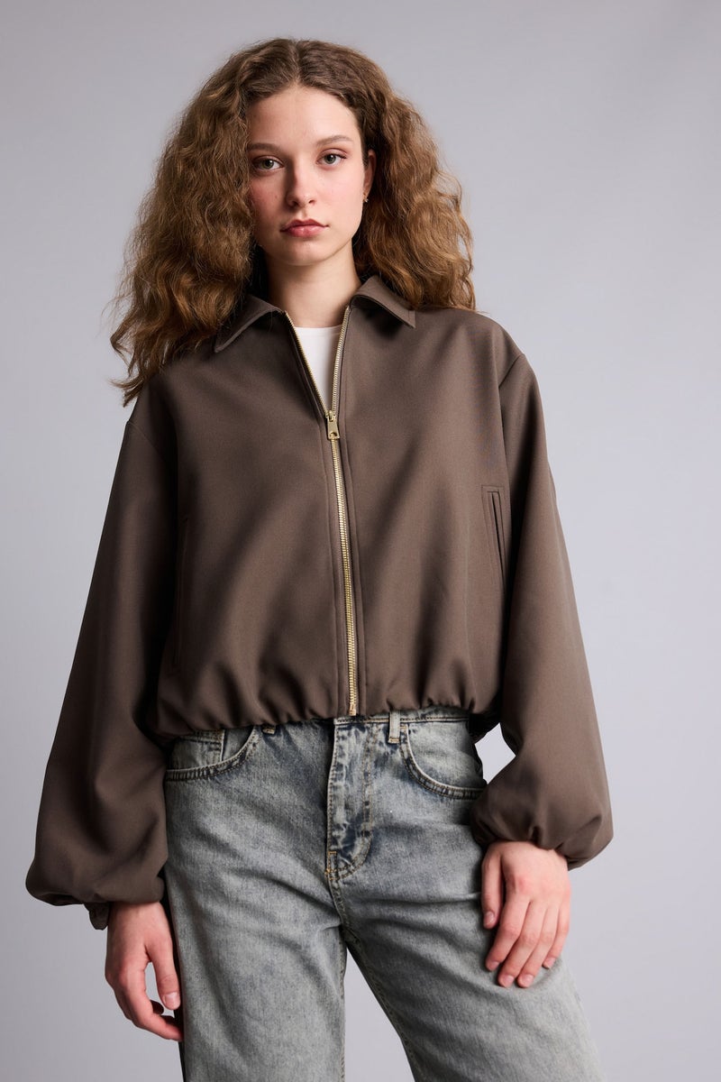 DeFacto Standard Fit Suede Puffer Jacket - Image 3