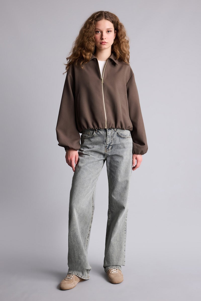 DeFacto Standard Fit Suede Puffer Jacket - Image 2