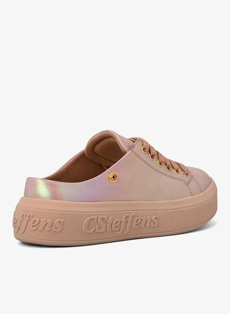 Carmen Steffens  Holographic Iridescent Leather Sneakers with Rhinestones for Women | Best Price UAE