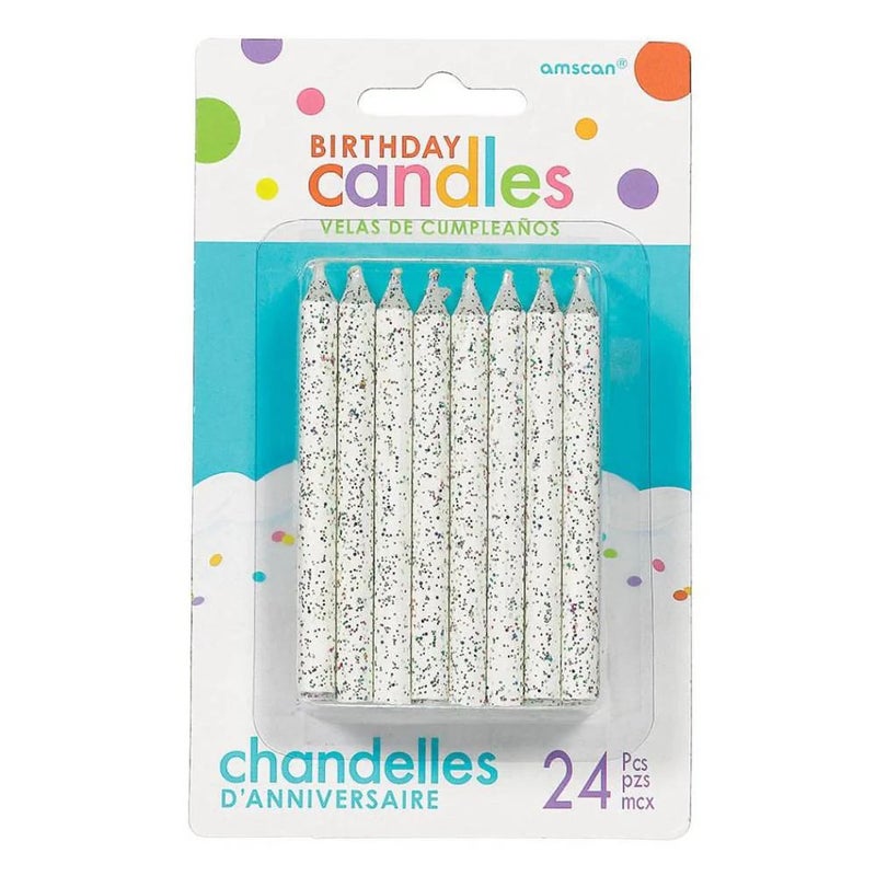 Amscan 170433 Glitter Spiral White Candles - Image 1