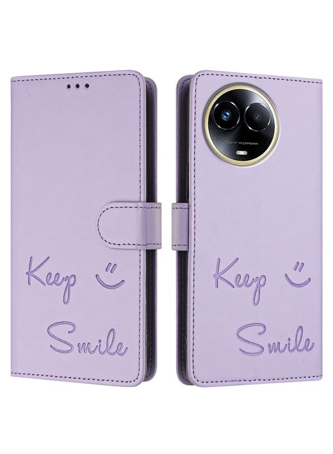 اس-توب جراب لهاتف Realme 11 5G Global / 11X 5G جراب هاتف جلدي بنقش ابتسامة بتقنية RFID - Image 3